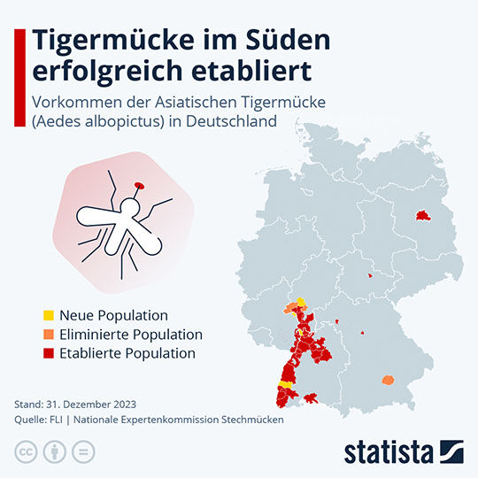 Tigermücken im Süden Deutschlands Karte